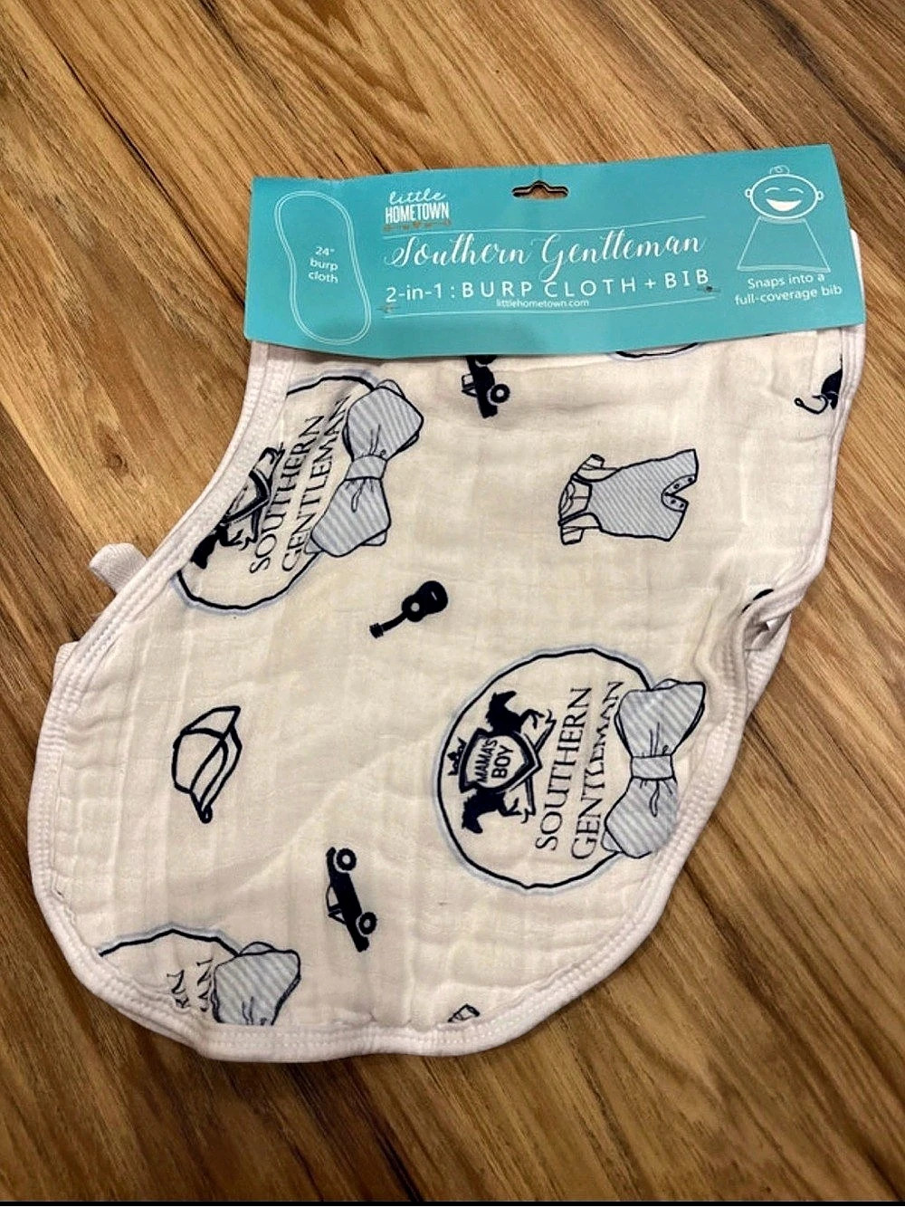 Little Hometown Southern Gentleman 2-in-1 Burp Cloth + Bib Baby Bib & Burp Cloth